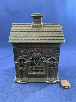 Antique Vintage Cast Iron (ci) Still Bank - Roof " Bank "
