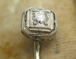 14k White Gold Platinum.  15 ct Old European Cut Diamond Stick Pin 3