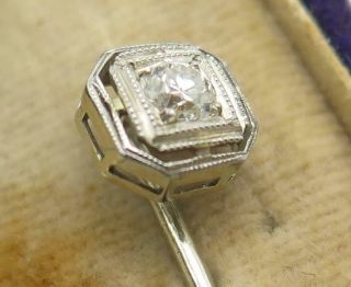 14k White Gold Platinum.  15 ct Old European Cut Diamond Stick Pin 4