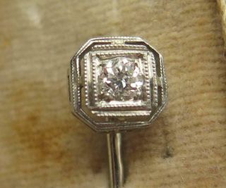 14k White Gold Platinum.  15 ct Old European Cut Diamond Stick Pin 5