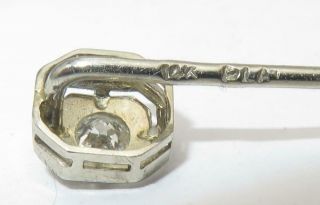 14k White Gold Platinum.  15 ct Old European Cut Diamond Stick Pin 8