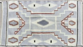 Vintage 25 " X 45 " Navajo Storm Pattern Wool Rug Diamond Eye Dazzler