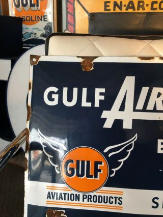 Vintage Porcelain Gulf Aircraft Oil Sign Gas Oil Collectable Advertising 5