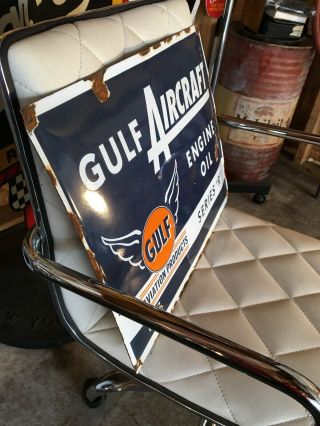 Vintage Porcelain Gulf Aircraft Oil Sign Gas Oil Collectable Advertising 8