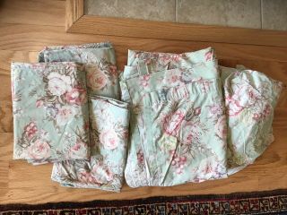 Ralph Lauren Queen Sheets 3 Cases Charlotte Sage Green Floral Cottage Vintage