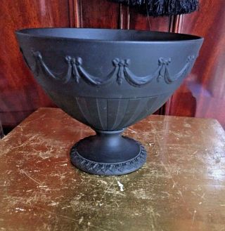 Vintage Wedgwood Black Basalt Small Pedestal Bowl Compote