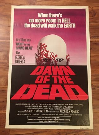 Vintage 1978 Dawn Of The Dead 27x41 " Movie Poster