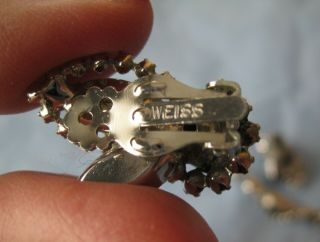 Weiss Set Red & Clear Rhinestone Bracelet & Clip Earrings 5