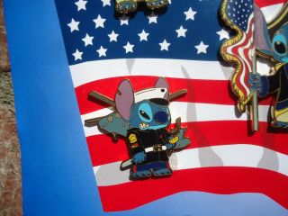 Rare Disneyland Disney Stitch US Military Pin Set Navy Army Marine Air Force 4
