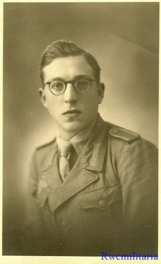 Port.  Photo: Rare Studio Pic Wehrmacht Afrika Korps Soldier W/ Glasses Posed