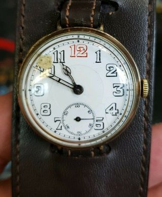 Ww1 Era Officers Trench Watch Rolled Gold Case Sub Second Dial 15 Jewel Swiss