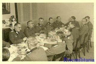 RARE: Wehrmacht General w/ KNIGHTS CROSS w/ HQ Staff at Table; 1944 (2) 2
