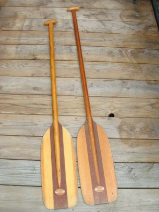 Pair Vintage Wooden Sawyer Wood Canoe Paddle Oars Wooden 54 1/2 " & 60 1/2 "