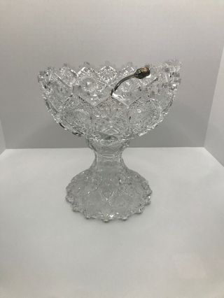 Vintage American Brilliant Cut Glass Punch Bowl With Sterling Silver Ladle