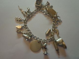 Vintage Sterling Silver Charm Bracelet Rare And Unusual Charms