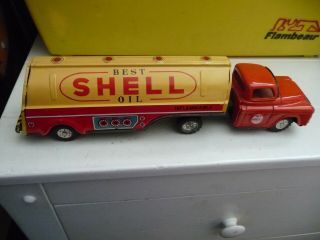 VINTAGE TIN LITHO JAPANESE FRICTION ADVERTISING SHELL OIL POWER X TOY TANK TRUCK 2