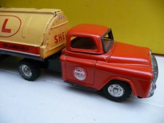VINTAGE TIN LITHO JAPANESE FRICTION ADVERTISING SHELL OIL POWER X TOY TANK TRUCK 7