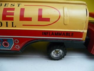 VINTAGE TIN LITHO JAPANESE FRICTION ADVERTISING SHELL OIL POWER X TOY TANK TRUCK 8