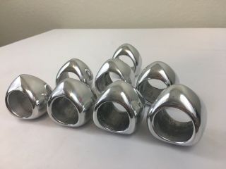 Set 8 Vintage Nambe Silver Metal Alloy Napkin Rings Abstract Modern 1983 W52