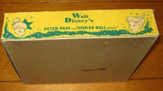 Walt Disney ' s VINTAGE Peter Pan and Tinker Bell Dolls Circa 1950 W/ Box 3