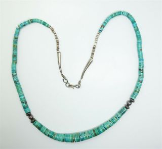 Vintage 1970/80s Southwest American Indian Sterling Silver Turquoise Necklace