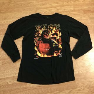 Vtg 1998 Raise Some Kane Wwf Kane Wrestling Long Sleeve Graphic T - Shirt Black L