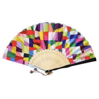 Korean Traditional Handicraft Silk Hand Fan 8 " Gift Set Package Patchwork