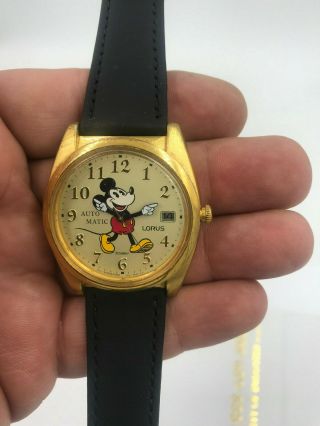 Disney Lorus Mickey Mouse Watch Automatic Date Open Case Back Vintage
