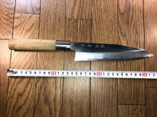 Japanese Chef ' s Kitchen Knife DEBA Vintage hocho MINAMOTO Japan 180/320mm HP549 2