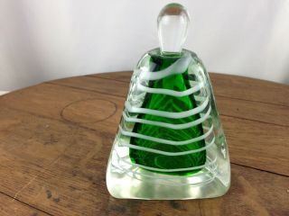 Vintage Mid Century Modern Green & White Spiral Murano Glass Perfume Bottle P2