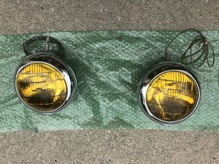 Pair Qty 2 6 Volt Vintage Fog Lights Ford,  Chevy,  Studebaker,  Lincoln,  Buick