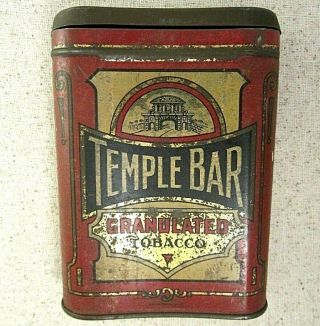 Temple Bar Granulated Tobacco Vert.  2 Oz Pocket Tin Vintage Melbourne Australia