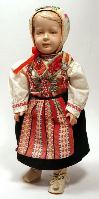 Antique 1916 German Wagner & Zetzsche Inge Haralit Art Doll Swedish Folk Costume