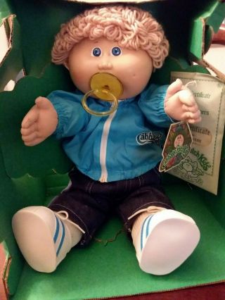Vintage 1985 Cabbage Patch Kid - Boy With Softee Hair And Pacifier