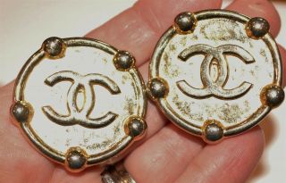 Vintage In Seattle 72 Authentic Chanel Signed Made In France Cc Logo Earrings