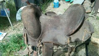 Old Vintage Antique Leather Cowboy Western Horse Saddle, 4