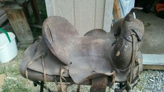 Old Vintage Antique Leather Cowboy Western Horse Saddle, 6