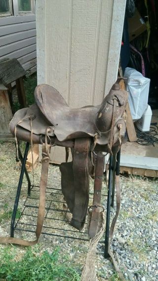 Old Vintage Antique Leather Cowboy Western Horse Saddle, 7