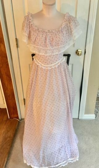 Vtg GUNNE SAX Floral Gauzy Hippie Renaissance Prairie Maxi Dress Sz 11 8