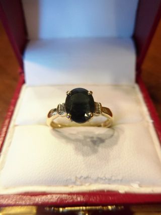 Vintage 10k Yellow Gold Sapphire And Diamond Ring Size 7 (821)