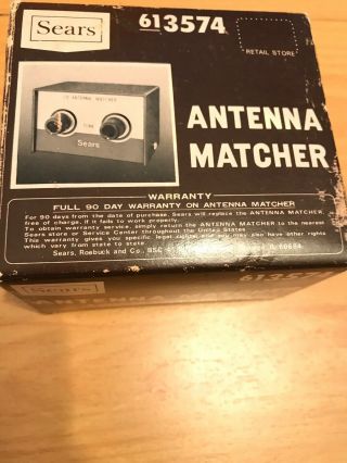 Sears CB Radio Antenna Matcher,  cables & Box 3574 Vintage tuner 2