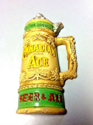Canadian Ace Beer Sign Statue Stein Chalkware Chalk Vintage Plaque Chicago Km5
