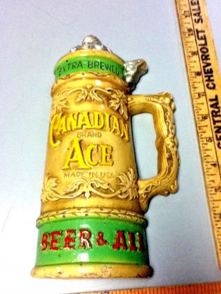 Canadian ace beer sign statue stein chalkware chalk vintage plaque Chicago KM5 2