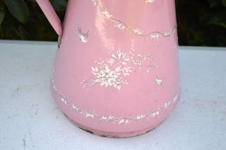 French vintage pink enamelled pitcher jug graniteware 14 