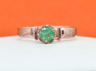 Lovely Vintage.  44ctw Emerald 14k Rose Gold/Sterling Silver Ring 2