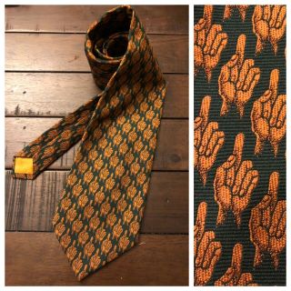 Vintage 1970s Middle Finger Necktie Flip The Bird F You 70s Polyester Wide Tie