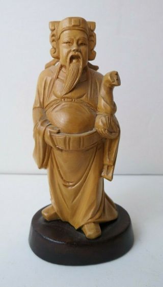 Fine Vintage Chinese Carved Boxwood Root Wood Warrior Art Statue Figure