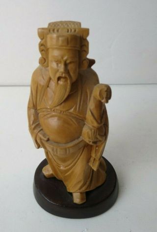 Fine Vintage Chinese Carved Boxwood Root Wood Warrior Art Statue Figure 7