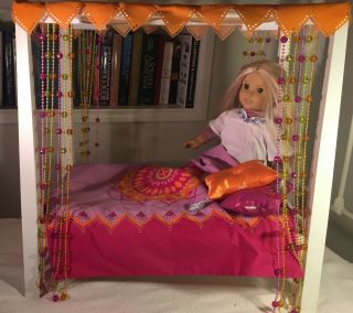 American Girl Julie Albright Blonde Hair 1970s Doll,  Canopy Bed & Clothes