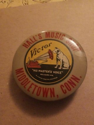 Vintage Victor Record Cleaner Brush Round Cleaning Duster Pad Nipper Dog Hall 